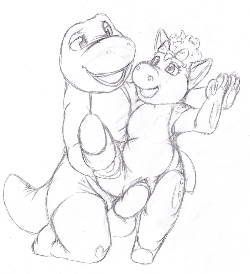 anthro baby_bop balls barney_and_friends barney_the_dinosaur dinosaur duo equid equine female genitals hi_res horse kitsune_youkai male male/female mammal one_leg_up open_mouth penetration penis pussy raised_leg reptile ribbons scalie sketch vaginal vaginal_penetration