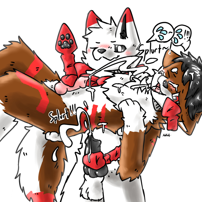 absurd_res anthro balls blush bodily_fluids canid canine canis changed_(video_game) cloudrider cum cum_in_mouth cum_inside cum_on_face cum_on_self digital_media_(artwork) duo ejaculation erection eyes_closed fur genital_fluids genitals hair hand_on_chest hi_res holding_partner leaking_cum looking_at_viewer looking_down looking_pleasured male male/male mammal masturbation open_mouth pawpads paws penis redtale rubbing sex shaded speech_bubble squid_dog_(changed) tentacle_sex tentacles water wolf
