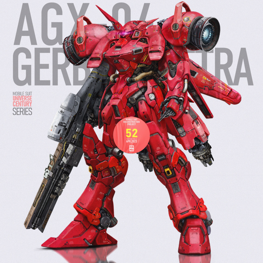 3d beam_rifle character_name concept_art energy_gun gerbera_tetra glowing glowing_eye gundam gundam_0083 highres kongping0550219 machinery mecha mecha_focus mobile_suit no_humans one-eyed original photoshop_(medium) realistic redesign robot science_fiction thrusters weapon