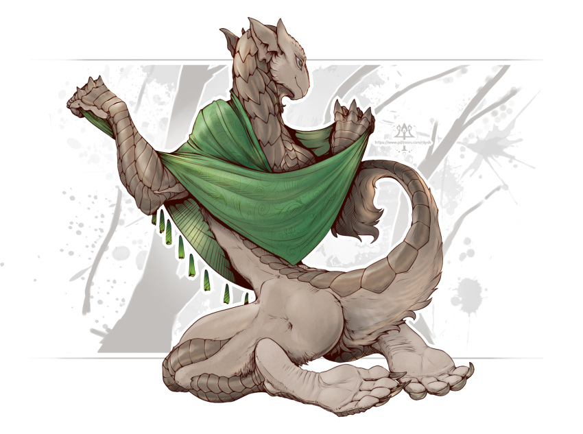 anthro barefoot big_feet claws clothing feet female hi_res kredri nude paws scales scalie simple_background soles solo tail toe_claws toes