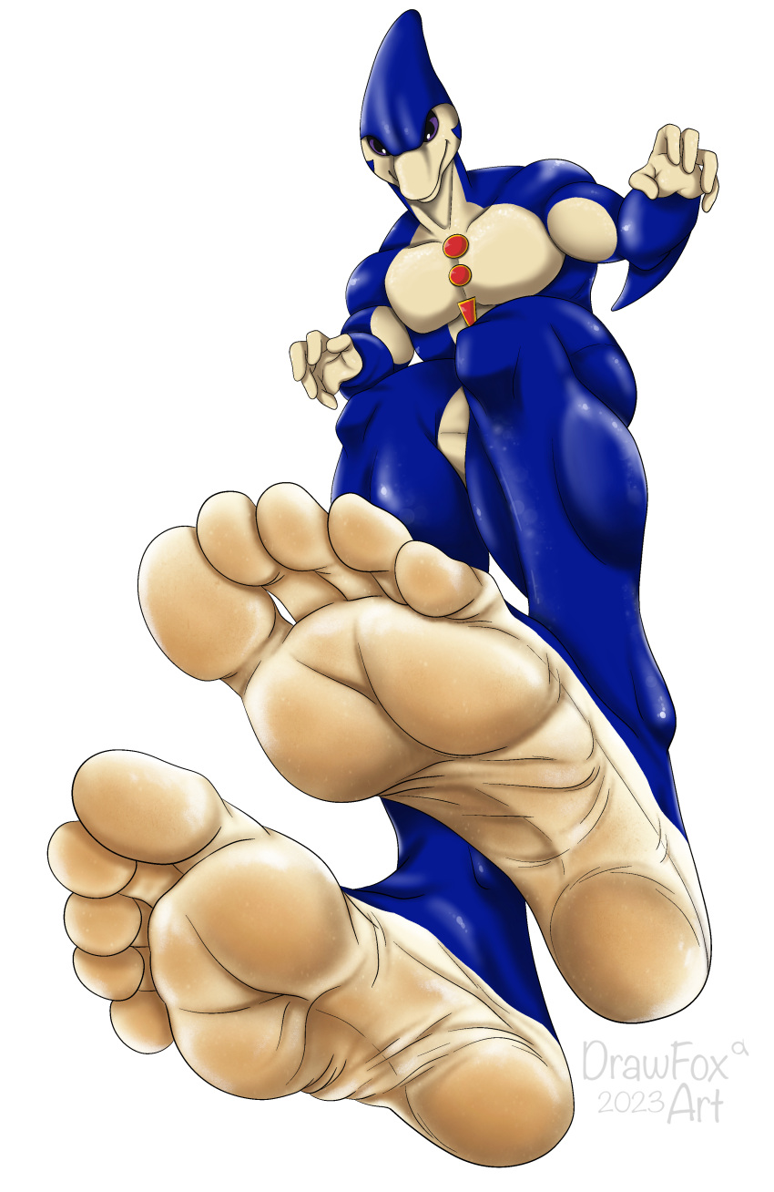 5_toes absurd_res alien anthro cetacean dolphin drawfox_(artist) duel_monster feet foot_fetish foot_focus hi_res humanoid humanoid_feet low-angle_view male mammal marine muscular neo-spacian_marine_dolphin plantigrade soles solo toes toothed_whale yu-gi-oh!