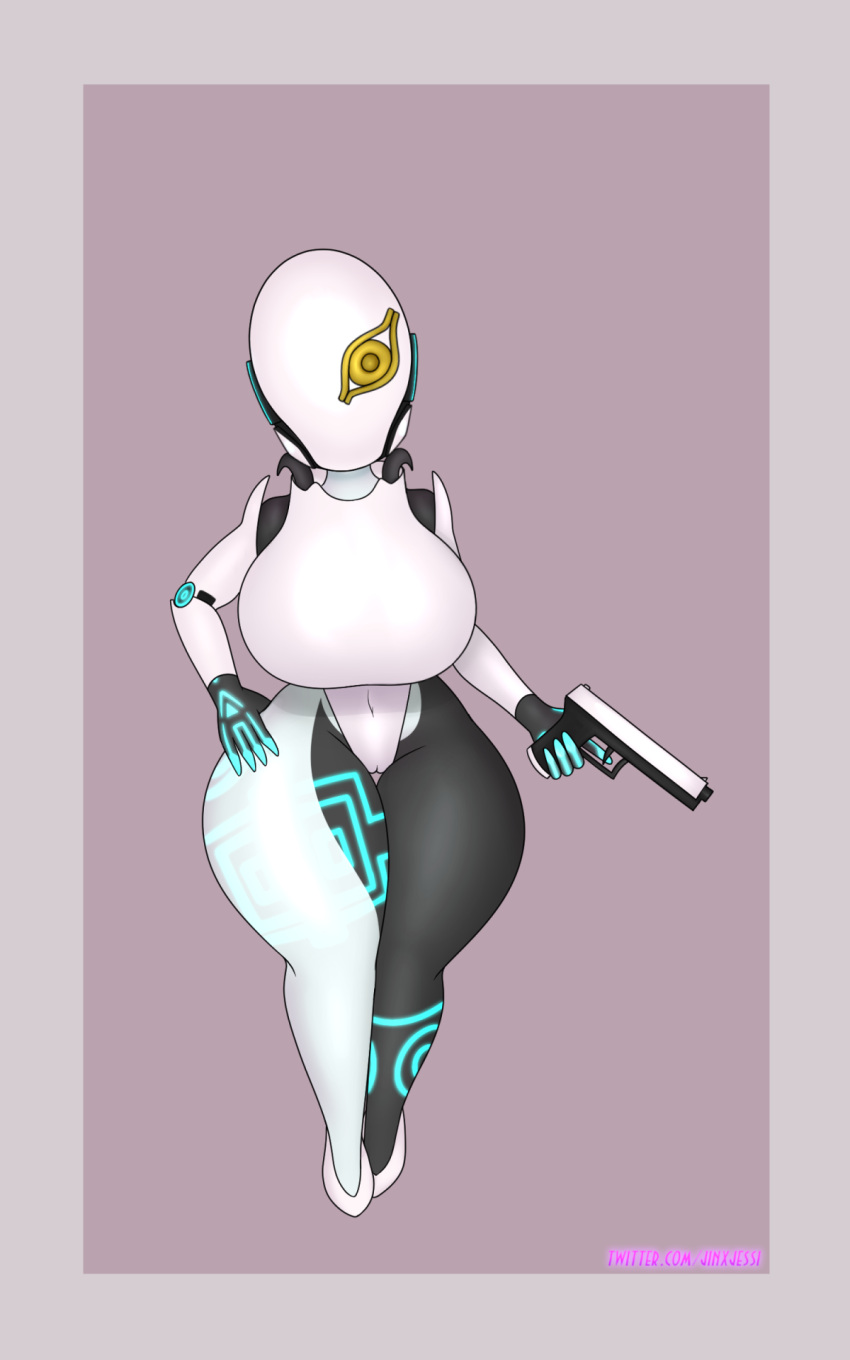android armor big_breasts bodysuit breasts camel_toe clothing faceless_character faceless_female female glowing glowing_markings gun hand_on_hip handgun haydee haydee_(game) headgear helmet hi_res humanoid imp jessijinx looking_at_viewer machine markings midna multicolored_body navel nintendo pistol pumps ranged_weapon robot signature simple_background skinsuit solo standing the_legend_of_zelda thick_thighs tight_clothing twilight_princess two_tone_body weapon wide_hips