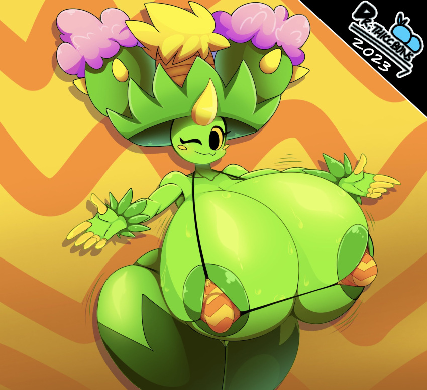 adriana_(rubyqm) anthro big_breasts breasts cactus female generation_5_pokemon hi_res huge_breasts hyper hyper_breasts maractus nintendo plant pokemon pokemon_(species) solo tagme thiccbuns