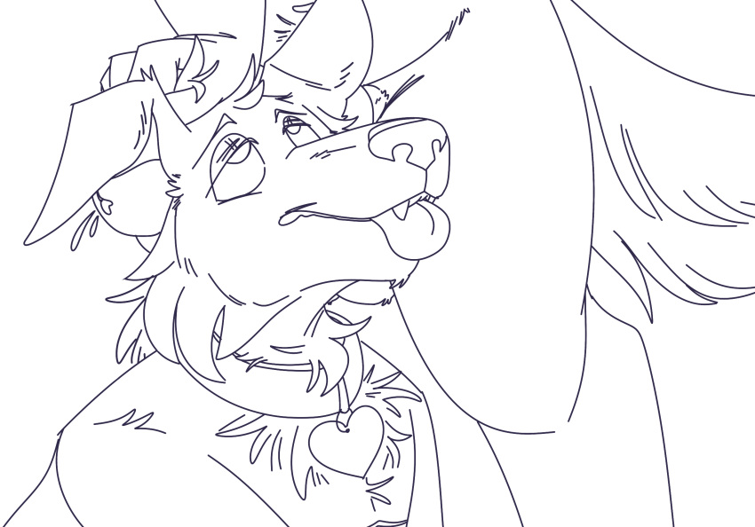 ahegao anthro collar digitigrade ear_penetration eye_roll hair hi_res looking_pleasured male male/male penetration pulling_hair schmekel sketch tongue tongue_out touching_hair