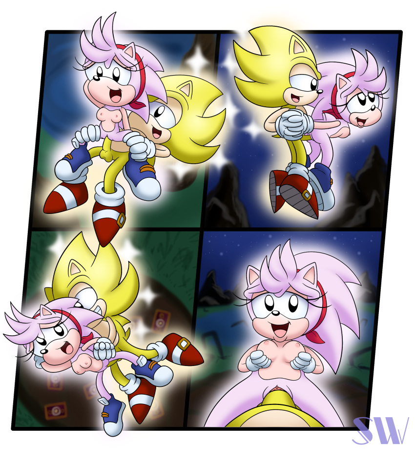 2023 absurd_res accessory amy_rose anthro areola arm_pull balls biped black_eyes black_nose blue_clothing blue_footwear blue_sneakers bottomwear breast_fondling breast_play breasts classic_amy_rose classic_sonic classic_sonic_(universe) clothing cowgirl_position duo eulipotyphlan female female_on_top female_penetrated first_person_view flying fondling footwear from_behind_position from_front_position front_view genitals gloves hand_on_breast handwear head_tuft headband hedgehog hi_res humanoid_genitalia humanoid_penis looking_pleasured male male/female male_on_bottom male_penetrating male_penetrating_female male_pov mammal mostly_nude multicolored_body nipples on_bottom on_top open_mouth outside penetration penile penile_penetration penis penis_in_pussy prison_guard_position pussy red_clothing red_footwear red_sneakers reverse_cowgirl_position sega sex shadowwalk shoes short_tail sneakers sonic_the_hedgehog sonic_the_hedgehog_(series) standing_doggystyle super_amy_rose super_sonic tail tongue tuft two_tone_body vaginal vaginal_penetration white_body white_clothing white_gloves white_handwear yellow_body