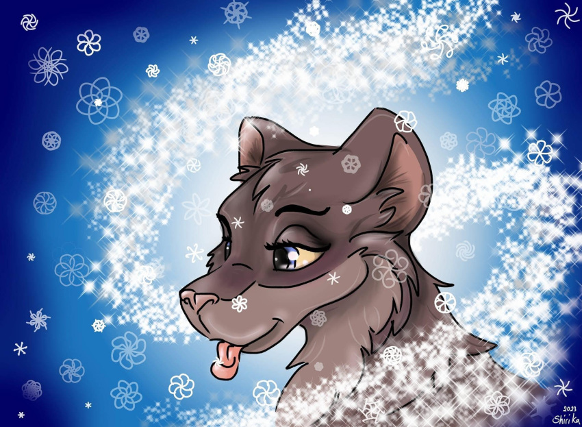 artist_shirika blue canid canine canis femal female feral hi_res licking mammal simple_background snow snowflake solo tongue tongue_out wind_blowing winter wolf wolfe young_adult