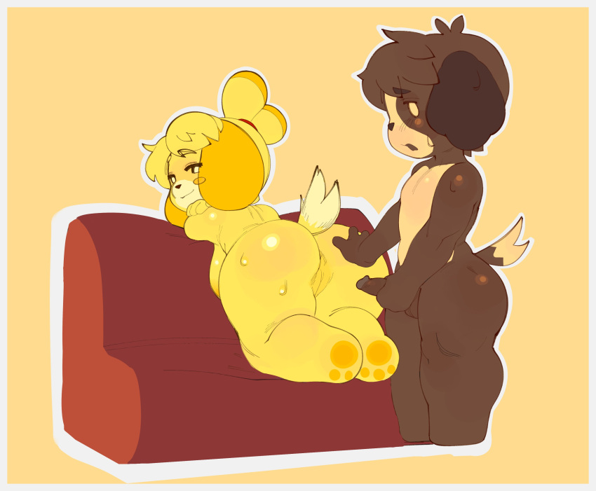 absurd_res animal_crossing anthro anus balls bedroom_eyes bent_over big_breasts big_butt blonde_hair blush breasts brother brother_and_sister brown_hair butt canid canine canis digby_(animal_crossing) dipstick_tail domestic_dog duo erection female genitals hair hand_on_butt hi_res incest_(lore) isabelle_(animal_crossing) kneeling looking_back male male/female mammal markings masturbation narrowed_eyes nintendo nude penis pussy seductive shih_tzu sibling sister tail tail_markings thick_thighs toy_dog wizbird