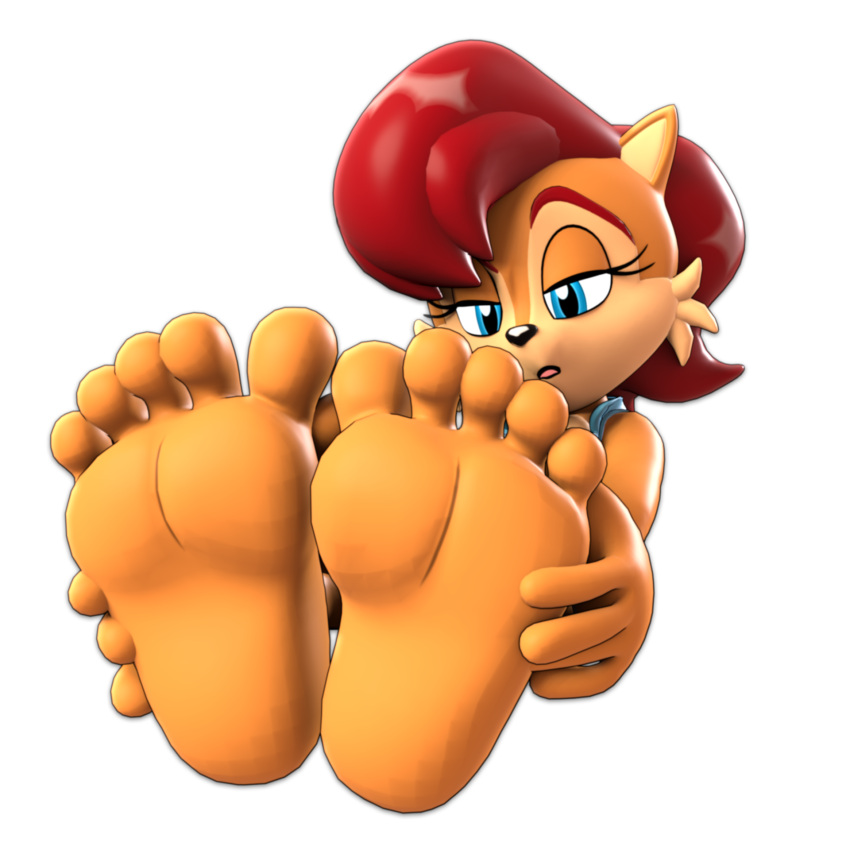 3d_(artwork) 5_toes alpha_channel anthro archie_comics blue_eyes brown_body brown_fur chipmunk digital_media_(artwork) eyelashes feet female foot_focus fur goldent5 ground_squirrel hair hi_res holding_feet humanoid_feet light lighting mammal massage narrowed_eyes plantigrade red_hair rodent sally_acorn sciurid sega short_ears simple_background sitting soles solo sonic_the_hedgehog_(archie) sonic_the_hedgehog_(comics) sonic_the_hedgehog_(series) toes transparent_background