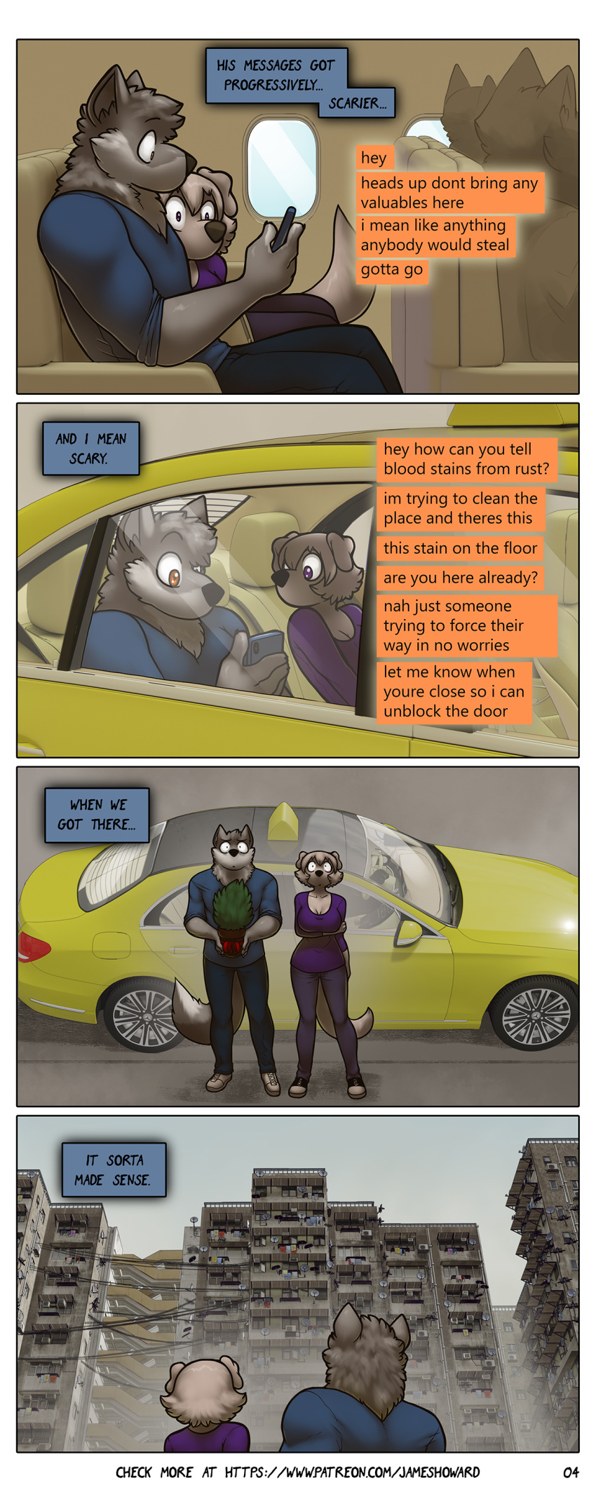 absurd_res anthro canid canine canis comic dialogue domestic_dog duo female hi_res james_howard jill_(james_howard) male male/female mammal patreon richard_(james_howard) wolf