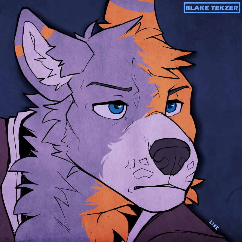 absurd_res angry blakixtekzer_(artist) canid canine canis headshot_(disambiguation) hi_res icon link mammal neon nintendo the_legend_of_zelda wolf