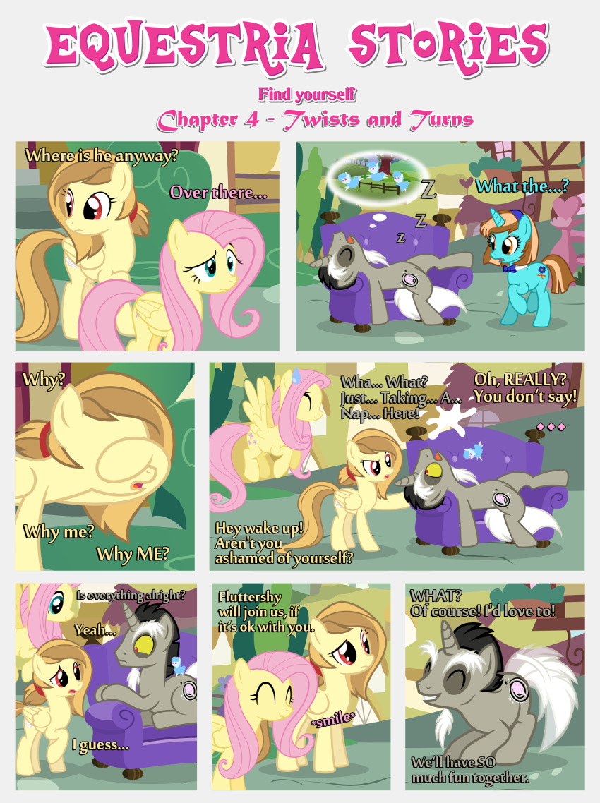 absurd_res alice_goldenfeather_(estories) annoyed black_border border bovid bow_tie caprine confusion counting_sheep covering covering_eyes covering_face cutie_mark dialogue discord_(mlp) dream ears_up equid equine estories fake_cutie_mark fan_character female feral fluttershy_(mlp) flying folded_wings friendship_is_magic furniture group hasbro hi_res horn male mammal my_little_pony outside pegasus ponyville sheep smile sofa spread_wings unicorn wake_up what why wings