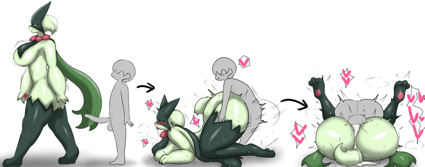 &lt;3 absurd_res anthro anthro_penetrated balls bodily_fluids breasts cum cum_inside directional_arrow duo enigi09 female female_penetrated from_behind_position from_front_position generation_9_pokemon genital_fluids genitals green_body hi_res human human_on_anthro human_penetrating human_penetrating_anthro interspecies male male/female male_penetrating male_penetrating_female mammal mating_press meowscarada nintendo pawpads penetration penile penile_penetration penis pokemon pokemon_(species) sex simple_background white_background