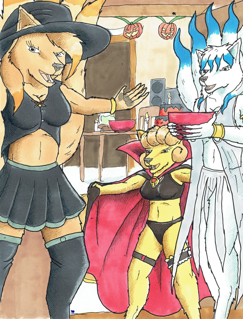 alolan_form alolan_ninetales anthro canid canine clothing costume female female/female fox fullcolor furry generation_1_pokemon group halloween hi_res holidays ingrid invalid_tag mammal ninetales nintendo nyghtmar3 party pokemon pokemon_(species) pokemorph regional_form_(pokemon) serenity shiny_pokemon simone traditional_media_(artwork) trio vulpix ych