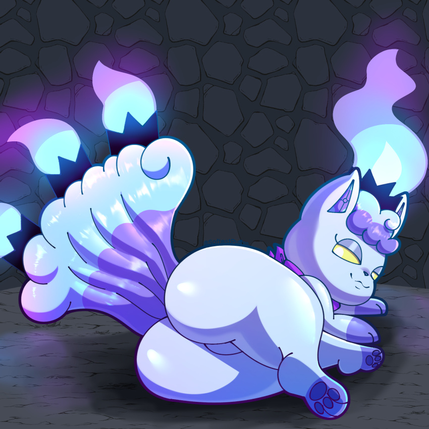 alolan_form alolan_vulpix ambiguous_gender big_butt butt chandelure feral generation_5_pokemon hi_res hybrid_pokemon looking_at_viewer nintendo pokemon pokemon_(species) regional_form_(pokemon) softestpuffss