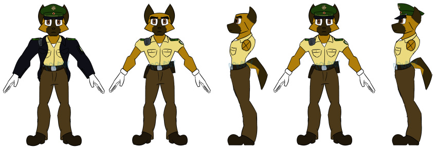 a-pose absurd_res anthro belt belt_buckle bottomwear brown_eyes canid canine canis clothing domestic_dog epaulet flat_colors footwear german_shepherd gloves handwear herding_dog hi_res jacket leather leather_clothing leather_jacket leather_topwear looking_at_viewer male mammal model_sheet muddy_(artist) pants pastoral_dog police police_badge police_hat police_officer police_uniform pose pouches radio shirt shoes short_sleeves simple_background sketch solo standing topwear uniform white_background white_clothing white_gloves white_handwear white_shirt white_topwear