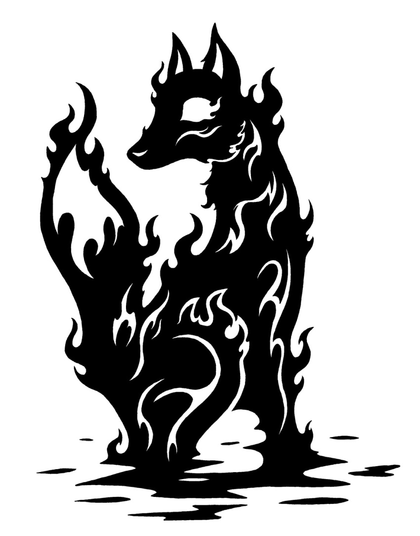 2014 ambiguous_gender black_and_white canid canine digital_drawing_(artwork) digital_media_(artwork) elemental_creature feral fire fire_creature flaming_eyes flaming_tail fox fox_tail hi_res mammal monochrome plasma prick_ears quadruped red_fox restricted_palette scp-334 scp_foundation silhouette simple_background sitting snout solo sunnyclockwork tail white_background