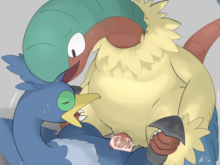 archeops avian bodily_fluids claws cramorant cum cum_in_pussy cum_inside duo feathers female feral fossil_pokemon generation_5_pokemon generation_8_pokemon genital_fluids genitals hi_res ihcomirot male male/female nintendo nude open_mouth penis pokemon pokemon_(species) sex