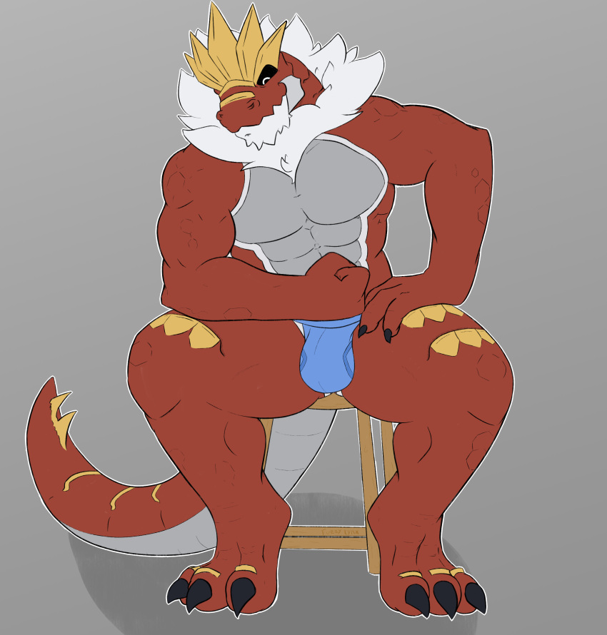 absurd_res anthro barazoku bulge dinosaur fossil_pokemon fuzzylynx generation_6_pokemon hi_res invalid_tag lizard male muscular nintendo pokemon pokemon_(species) reptile scalie solo tyrantrum