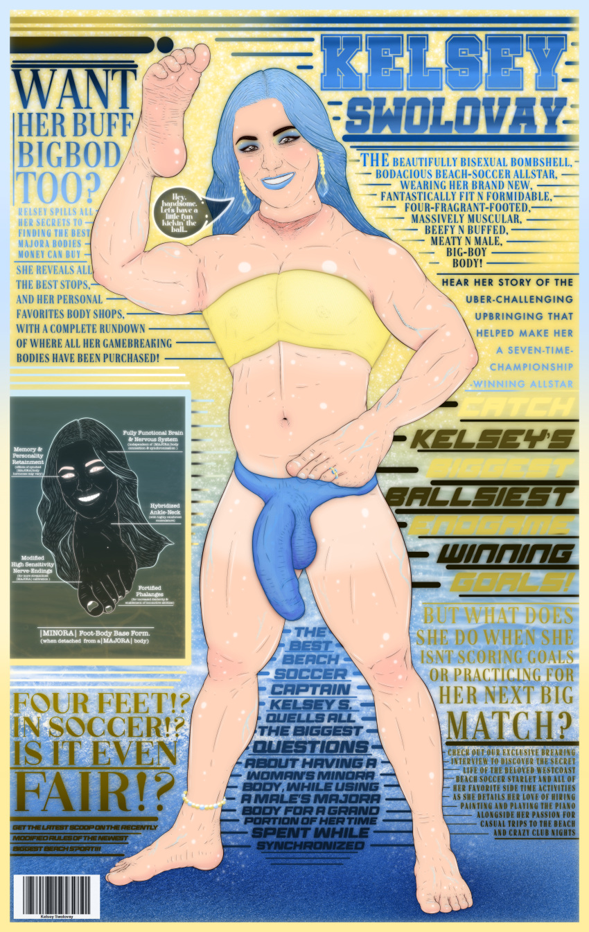 absurdres alternate_muscle_size ambiguous_gender anatomy artist_request bad_anatomy barefoot cover cute_&amp;_girly_(idolmaster) feet feet_up foot_focus genderswap genderswap_(ftm) genderswap_(mtf) genderswap_(otf) highres holding holding_magazine magazine_(object) magazine_cover muscle_awe muscular non-web_source original soccer