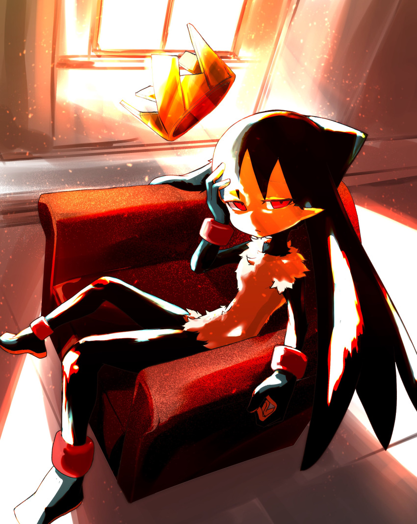 absurd_res anthro bandai_namco bedroom crown depression fur furniture headgear hi_res king king_of_sorrow klonoa_(series) light lonely looking_at_viewer male namuklo nude royalty sad scarf sofa solo sunlight waiting yearning