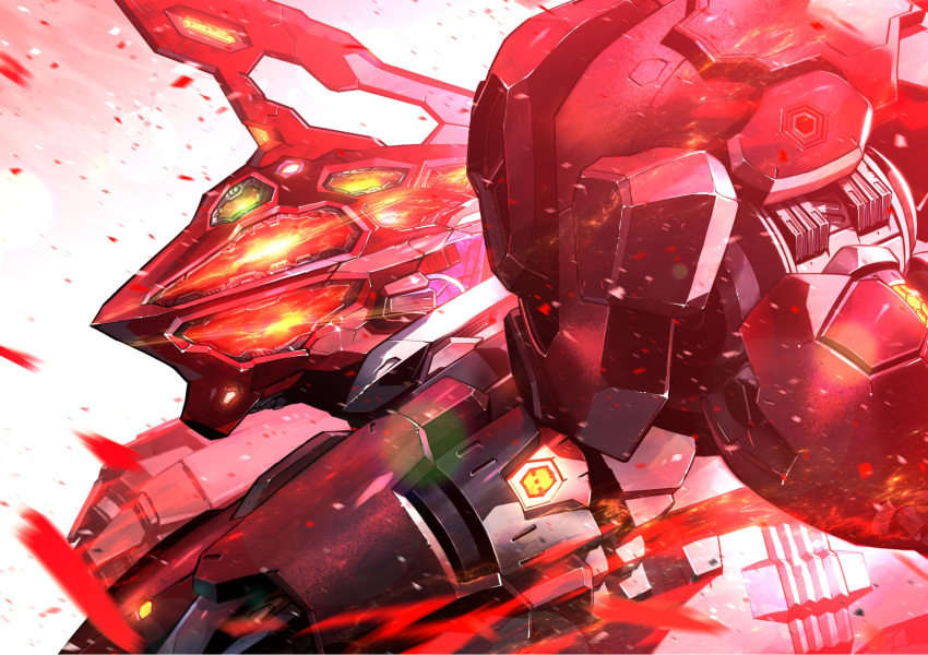 armored_core armored_core_6 glowing glowing_eyes hal_826 handler_walter highres kuri_giepi mecha mecha_focus no_humans robot science_fiction spoilers