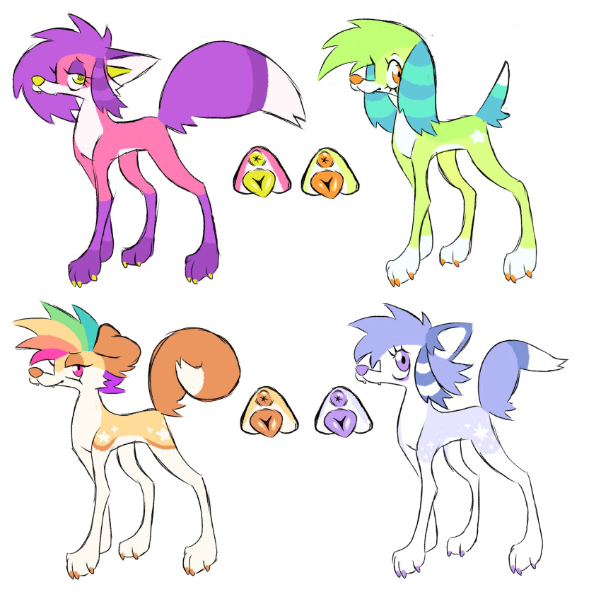 animal_genitalia animal_pussy canid canine canine_genitalia canine_pussy canis domestic_dog female feral fur genitals group hair hi_res labbit1337 mammal model_sheet mohawk multicolored_body multicolored_fur multicolored_hair pussy rainbow_hair scene_hair sparkledog