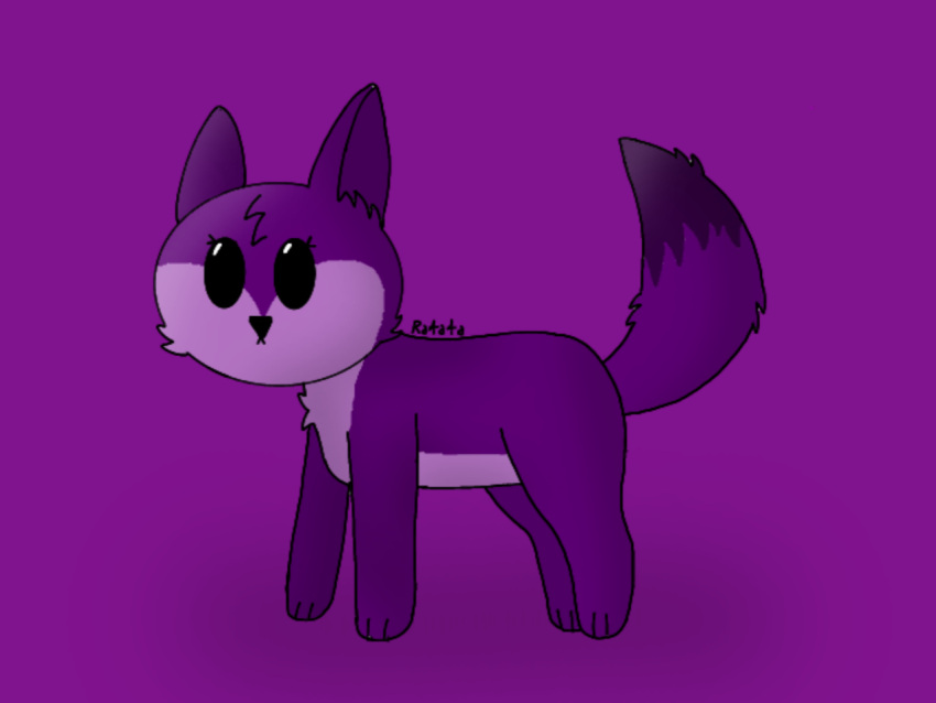 all_fours canid canine cute_expression female feral fox fur mammal purple_body purple_fur purple_tail purple_tail_tip rafafa simple_background simple_coloring simple_eyes solo solo_focus tail violet_(rafafa)