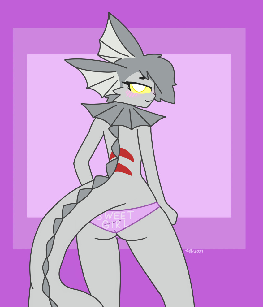 absurd_res alxdraws anthro butt clothing eeveelution female generation_1_pokemon hi_res looking_at_viewer looking_back lunastrum nintendo panties pokemon pokemon_(species) red_stripes solo stripes text text_on_clothing underwear vaporeon