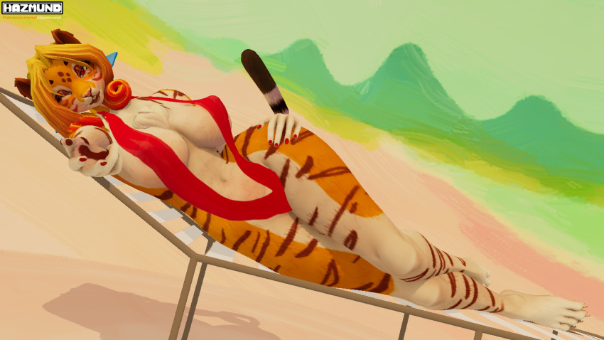 anthro bikini breasts clothing cpt-haze demon felid female furry hazmund invalid_tag mammal pantherine pinup pose sling_bikini swimwear tiger vernoica