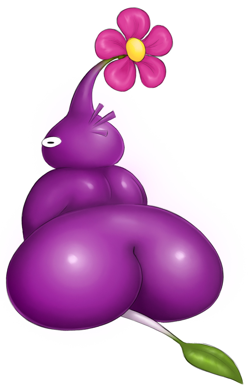 ambiguous_gender anthro big_butt butt duo elemental_creature facesitting flora_fauna hi_res huge_butt nintendo nood1e obese obese_anthro overweight overweight_anthro pikmin pikmin_(species) plant purple_pikmin sitting_on_another white_pikmin