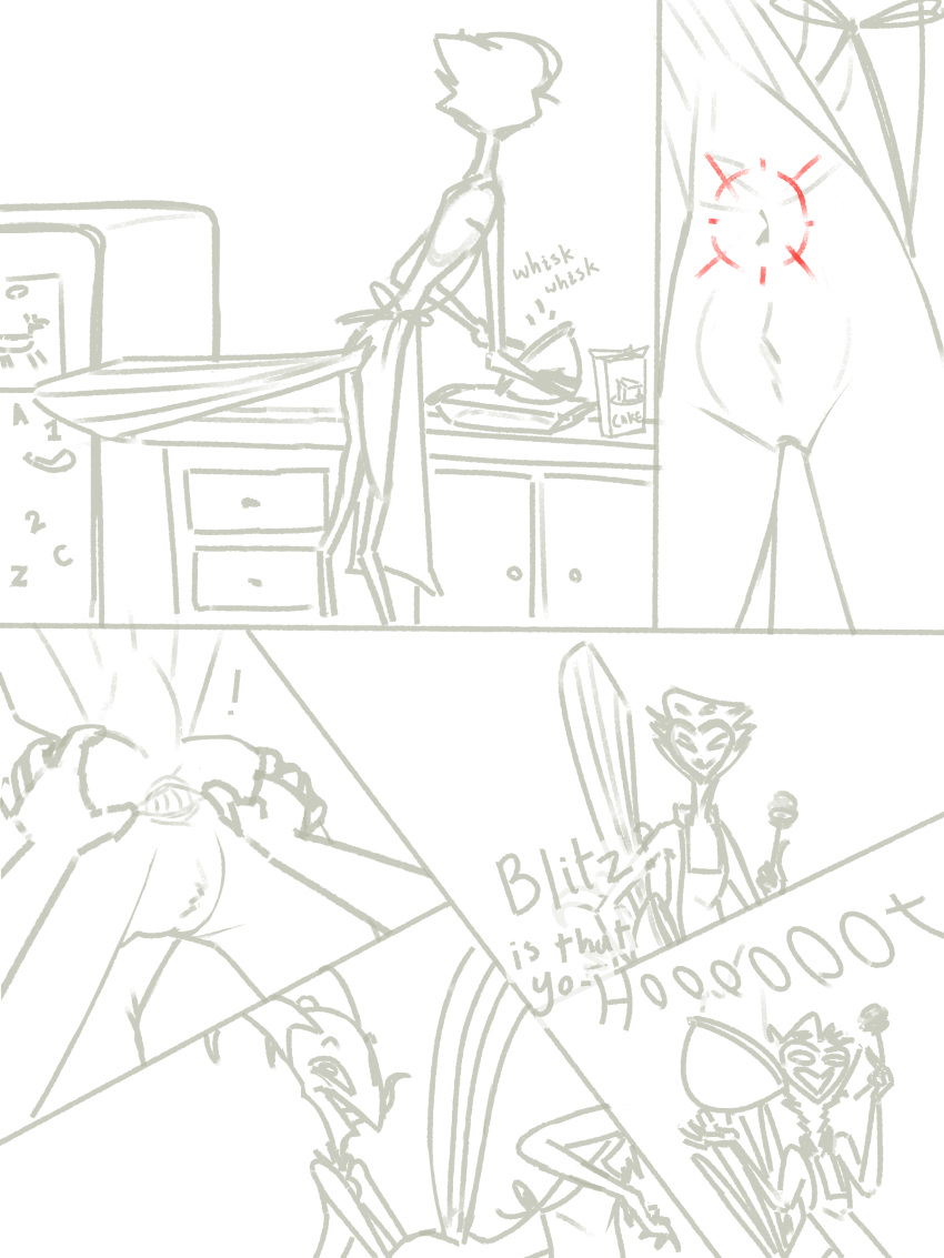 absurd_res animal_genitalia anthro appliance apron apron_only avian baking bird blitzo_(helluva_boss) bowl butt butt_grab cake cloaca clothing container demon dessert dialogue drawing duo equid equine exclamation_point feathers food fridge genitals grin hand_on_butt helluva_boss hi_res horse imp kitchen kitchen_appliance licking licking_lips magnet male male/male mammal onomatopoeia owl presenting presenting_cloaca raised_tail sillydraco smile sound_effects spread_cloaca spreading stolas_(helluva_boss) surprise surprise_cunnilingus surprise_oral tail tail_feathers text tongue tongue_out yelling