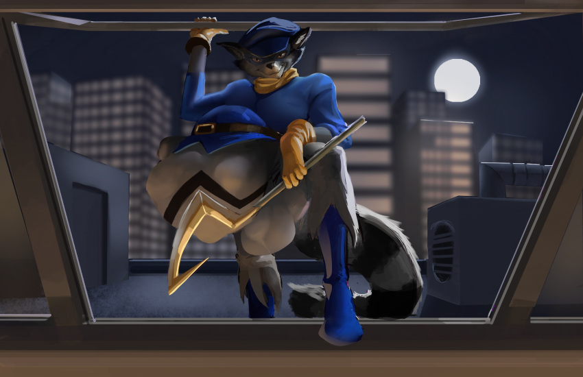 54321awesome after_vore anthro balls belly big_balls big_belly furry genitals hands hi_res male same_size sly sly_cooper sly_cooper_(series) sony_corporation sony_interactive_entertainment sucker_punch_productions vore