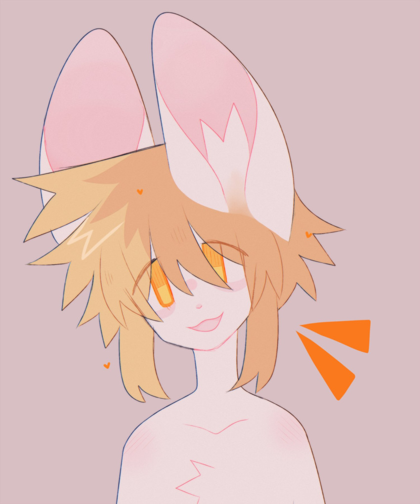 ambiguous_gender anthro awooboys blonde_hair bust_portrait digital_media_(artwork) fur hair hi_res inner_ear_fluff kemono lagomorph leporid looking_at_viewer mammal monotone_body monotone_ears monotone_fur multicolored_hair open_mouth open_smile orange_hair pink_background pink_inner_ear portrait rabbit shibarot simple_background smile solo tan_body tan_ears tan_fur tan_inner_ear_fluff tuft two_tone_hair yellow_eyes