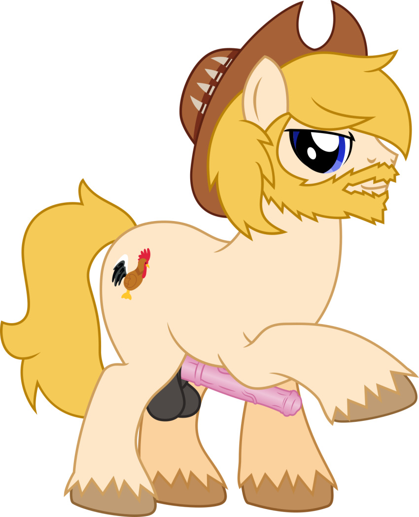 anonymous_artist beard chase_(mlp) clothed clothing facial_hair feral friendship_is_magic genitals grin hasbro hat hat_only headgear headgear_only headwear headwear_only hi_res male mostly_nude my_little_pony partially_clothed penis presenting presenting_penis smile solo suggestive_expression