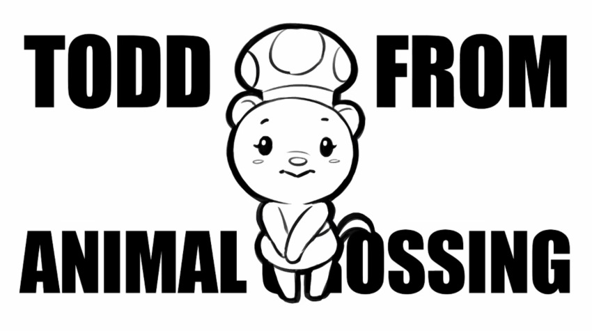 ambiguous_gender animal_crossing anthro baby blush chibi clothing diaper dot_eyes drawfee drawfee_(copyright) english_text eyebrows fungus hat headgear headwear hi_res mammal marsupial mushroom nathan_yaffe nintendo possum solo tail text todd_from_mario_(drawfee) young