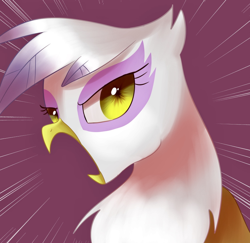 andromedasparkz angry avian beak brown_body brown_fur chest_tuft digital_media_(artwork) eyelashes feathers female feral friendship_is_magic fur gilda_(mlp) gryphon hasbro hi_res multicolored_body my_little_pony mythological_avian mythology solo tuft white_body white_feathers white_fur yelling yellow_beak yellow_eyes