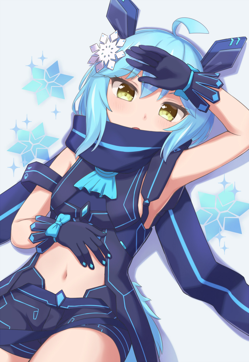 accessory animal_humanoid blue_hair blush breasts clothing female fluffy fluffy_tail gloves hair hair_accessory handwear hi_res humanoid lagomorph lagomorph_humanoid leporid leporid_humanoid machikado07 mammal mammal_humanoid navel open_mouth rabbit rabbit_humanoid sanrio short_hair short_tail show_by_rock!! simple_background small_breasts solo tail uiui_(show_by_rock!!) yellow_eyes