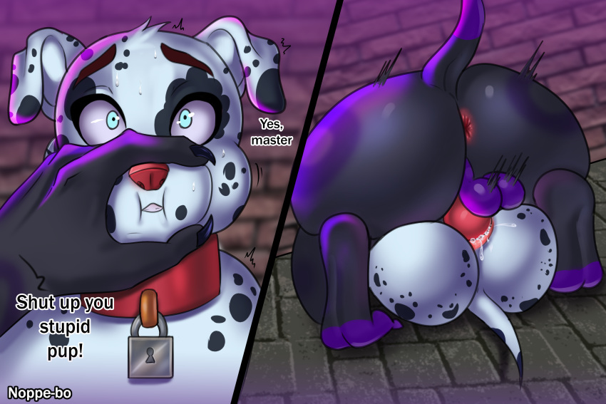 anthro canid canine canis collar dalmatian domestic_dog duo hi_res knot knotting male male/male mammal noppe-bo submissive