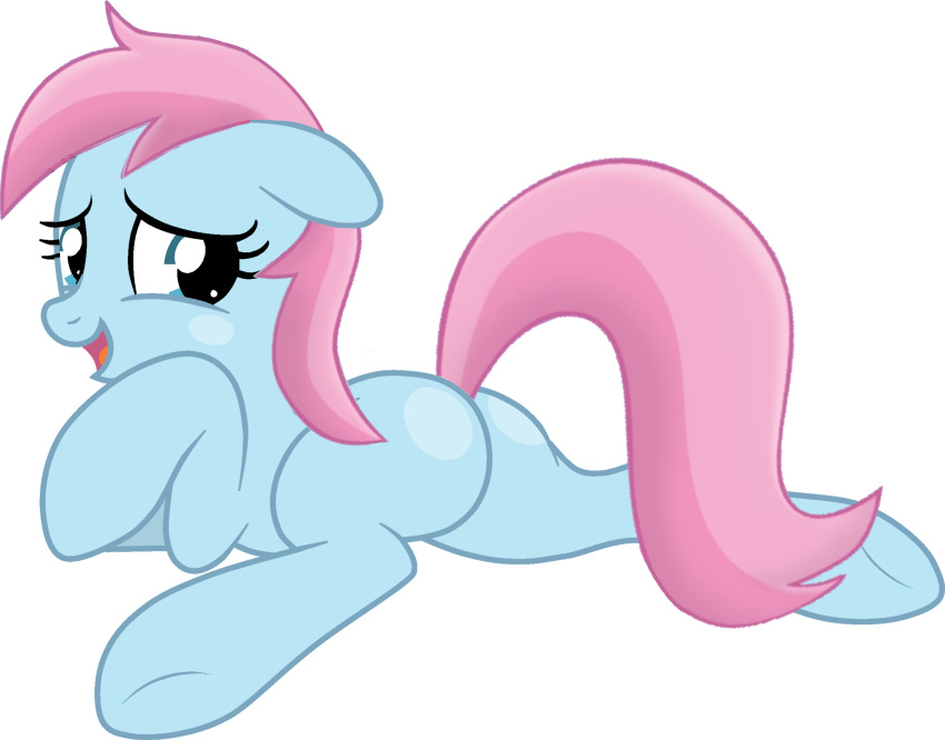 blue_body blue_eyes butt duo earth_pony embarrassed equid equine fan_character female friendship_is_magic hasbro hi_res horse looking_at_viewer looking_back mammal mane my_little_pony pink_mane pink_tail pony solo tail tank_legendary_man water_lilly