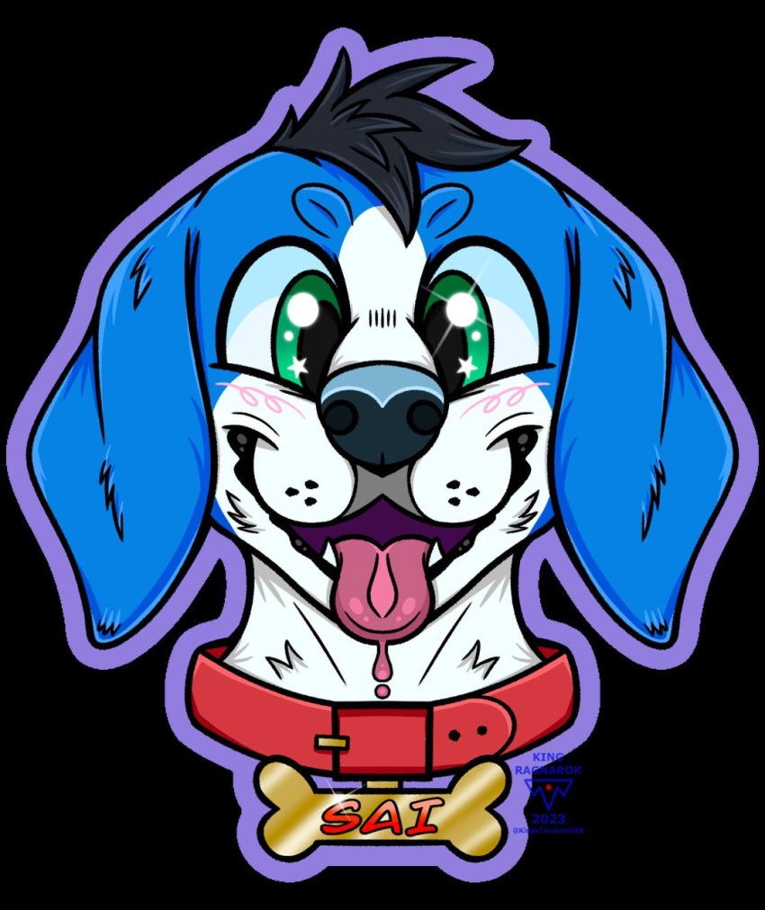 anthro badge beagle blue canid canine canis domestic_dog furry hi_res hunting_dog invalid_tag male mammal scent_hound toony