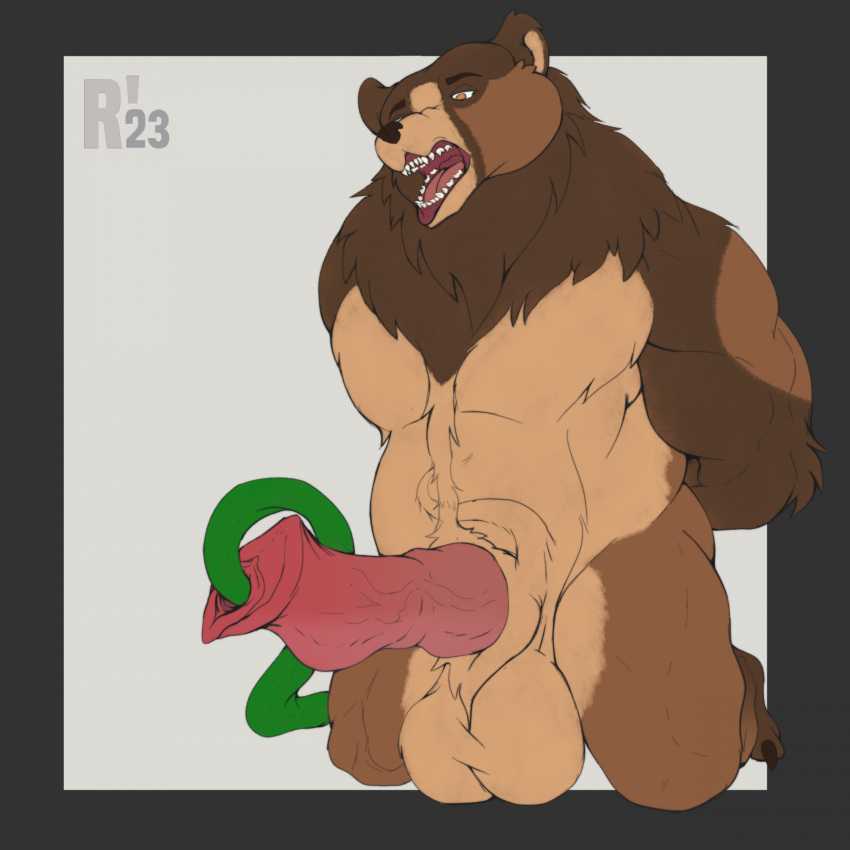 animal_genitalia animal_penis anthro balls bear big_balls big_penis bladder_bulge bladder_penetration brown_bear chubby_anthro chubby_belly chubby_male genitals grizzly_bear hair hi_res kneeling kuruk_(character) male mammal mane mane_hair penetration penis redeyedwolf sex sheath slightly_chubby solo tentacle_in_penis tentacle_penetration tentacle_sex tentacles third-party_edit urethral urethral_bulge urethral_penetration ursine ursine_penis