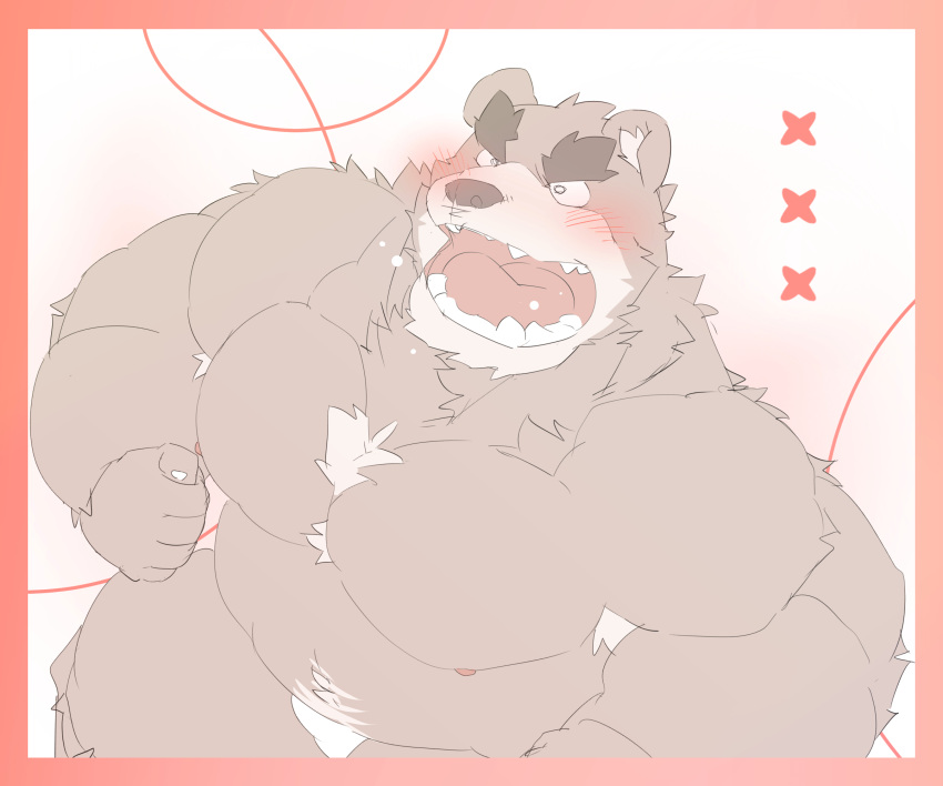 2023 anthro bear belly blush brown_body hi_res humanoid_hands kemono male mammal meimei_kia musclegut overweight overweight_male solo