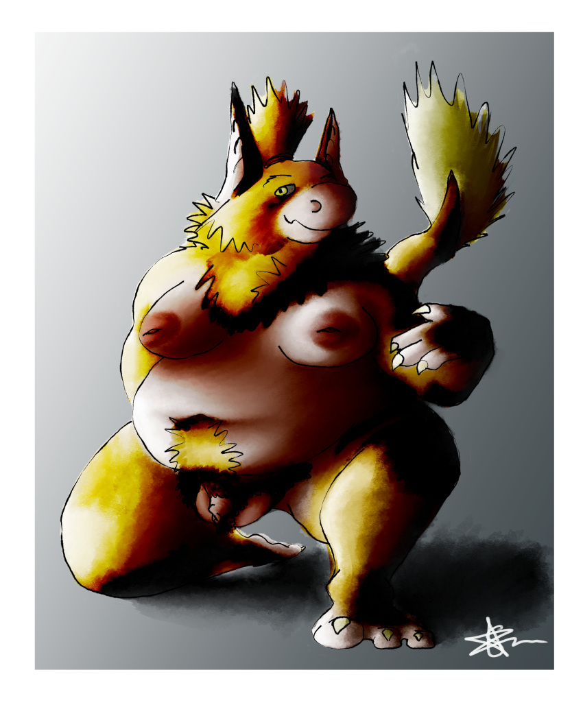 3_toes absurd_res ambiguous_species anthro balls barefoot belly big_belly big_moobs big_nipples chubby_anthro chubby_male claws digital_media_(artwork) endal feet fingers foreskin fur genitals grey_sclera hair hi_res humanoid_feet humanoid_genitalia humanoid_hands humanoid_penis long_foreskin looking_at_viewer male mammal moobs navel nipples nude orange_body orange_fur overweight overweight_anthro overweight_male penis plantigrade pubes simple_background smile solo spoenerism tail toes