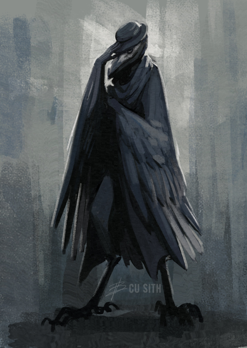 anthro avian bird corvid corvus_(genus) crow dark digital_media_(artwork) furry hi_res illustration oscine passerine wings