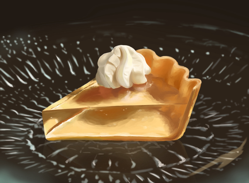 food food_focus highres myo no_humans original pie pie_slice plate pumpkin_pie shadow still_life transparent whipped_cream