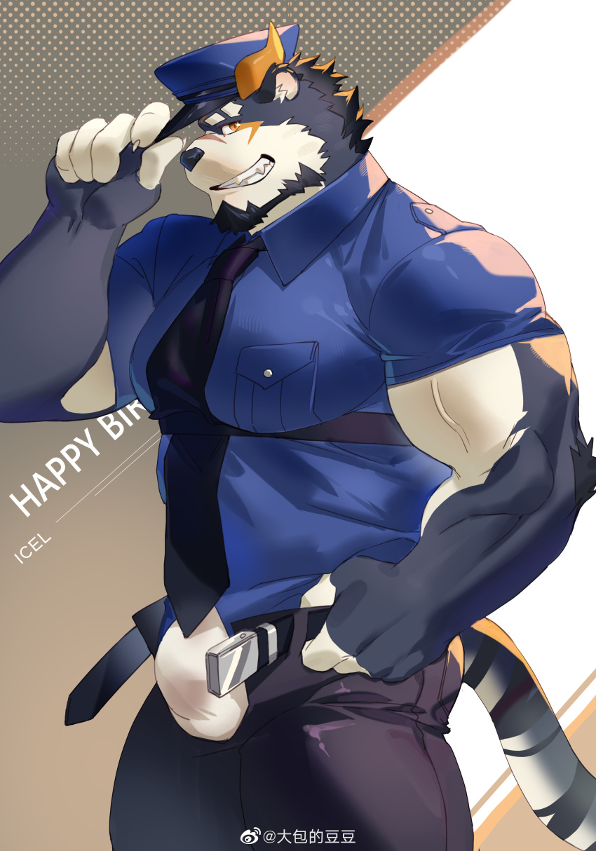 1boy absurdres animal_ears bara bulge dressing employee_uniform feet_out_of_frame from_side furry furry_male highres huge_pectorals i've_never_seen_a_guy_recreate_this_successfully_tbh_(meme) icelernd large_bulge large_hands looking_at_viewer male_focus male_underwear mature_male meme muscular muscular_male open_pants original pants pants_lift profile scar scar_on_face scar_on_nose seductive_smile short_hair sideways_glance smile solo strongman_waist tail thick_eyebrows thick_thighs thighs tiger_boy tiger_ears tiger_tail undersized_clothes underwear uniform wet wet_clothes wet_male_underwear white_fur white_male_underwear