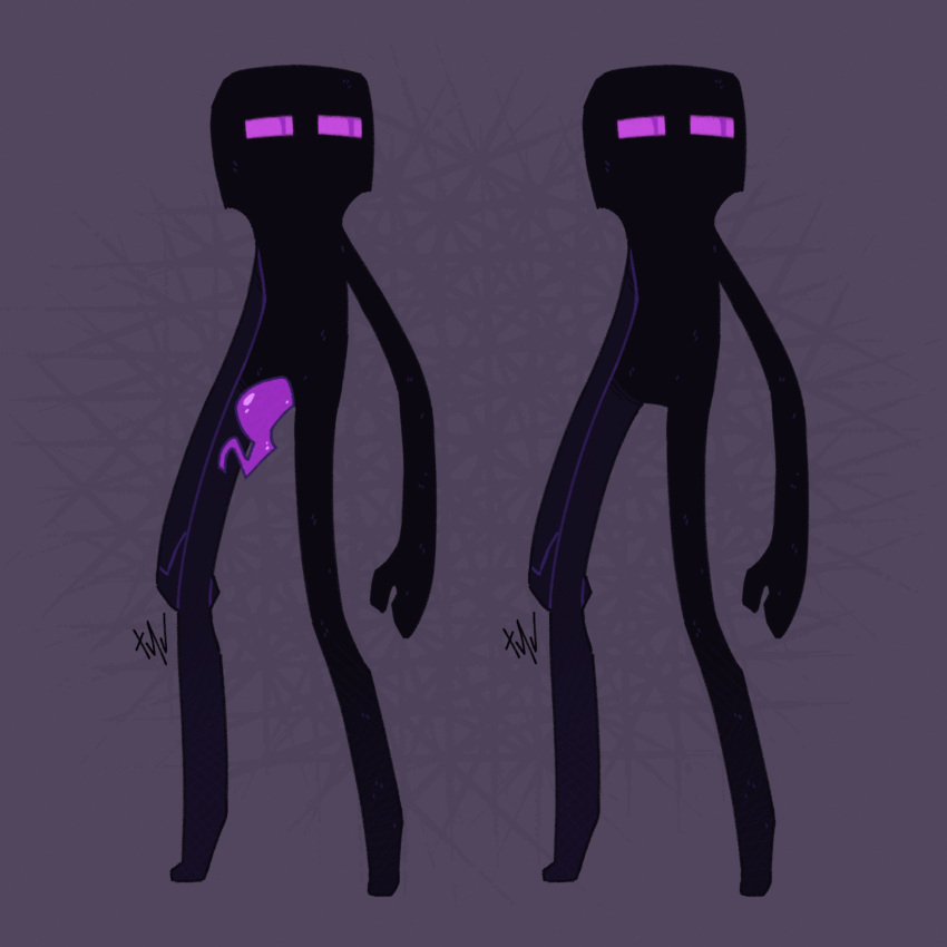 1:1 black_body enderman featureless_feet featureless_hands genitals hi_res male microsoft minecraft mojang monster penis penis_tentacles purple_eyes purple_penis slim solo tentacles toony xbox_game_studios xnv69