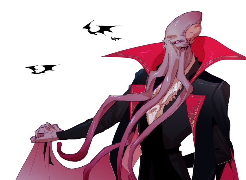 anthro baldur's_gate dungeons_and_dragons face_tentacles gspearind halloween hasbro hi_res holidays male mind_flayer purple_body purple_eyes solo tentacles the_emperor_(baldur's_gate) vampire_costume wizards_of_the_coast