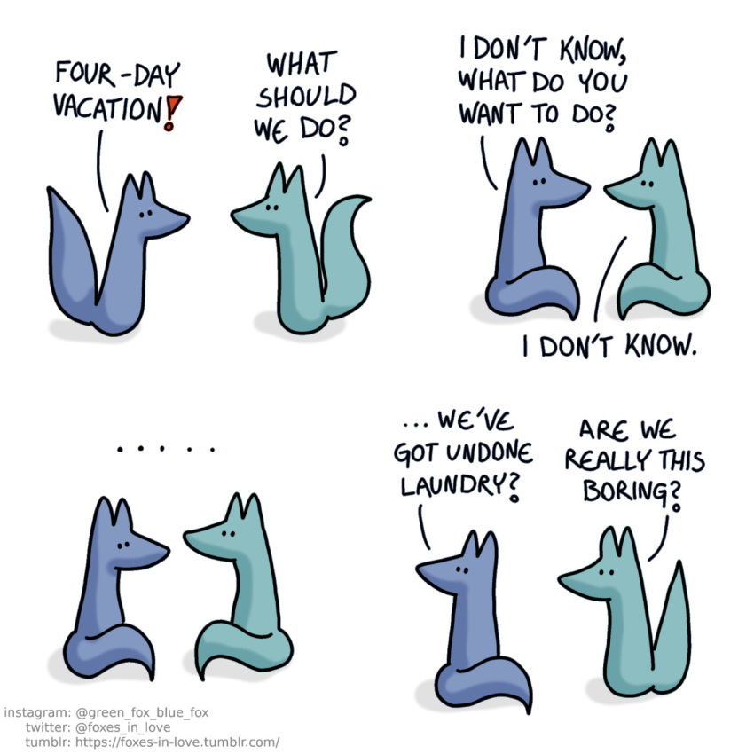 2023 ambiguous_gender base_two_layout blue_body blue_fox_(foxes_in_love) blue_fur canid canine comic dialogue digital_media_(artwork) duo ellipsis english_text feral four_frame_image fox foxes_in_love fur green_body green_fox_(foxes_in_love) green_fur hi_res male_(lore) mammal shadow simple_background tail text trans_(lore) trans_man_(lore) two_row_layout url