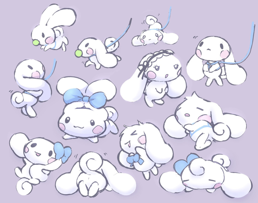 ambiguous_gender anthro ball_in_mouth canid canine canis cinnamon_(cinnamoroll) cinnamoroll collar dokudrinker domestic_dog hi_res leash mammal ribbons sanrio semi-anthro solo